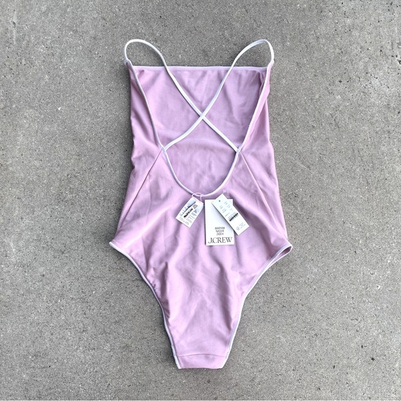 NEW Maryam Nassir Zadeh x J Crew Cross-Back One Piece Swimsuit Pink Size 2 $138 - Picture 5 of 13